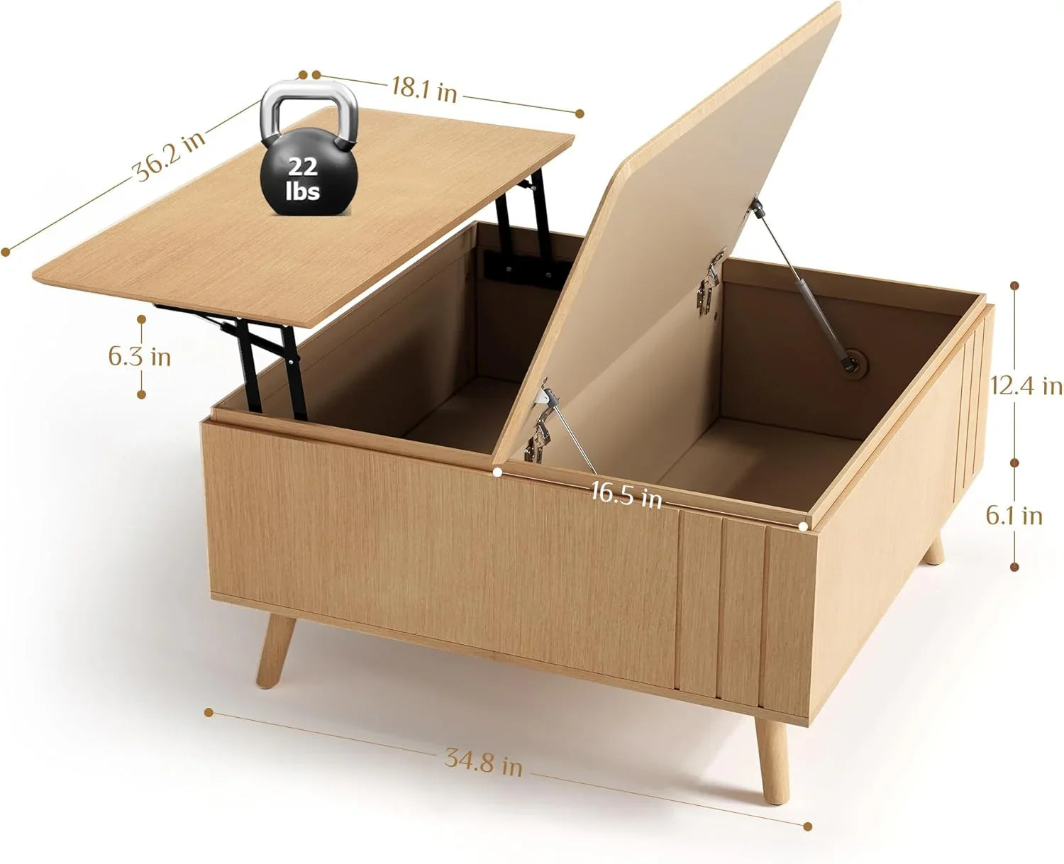 Table basse ronde avec rangement, table centrale encastrée avec portes coulissantes