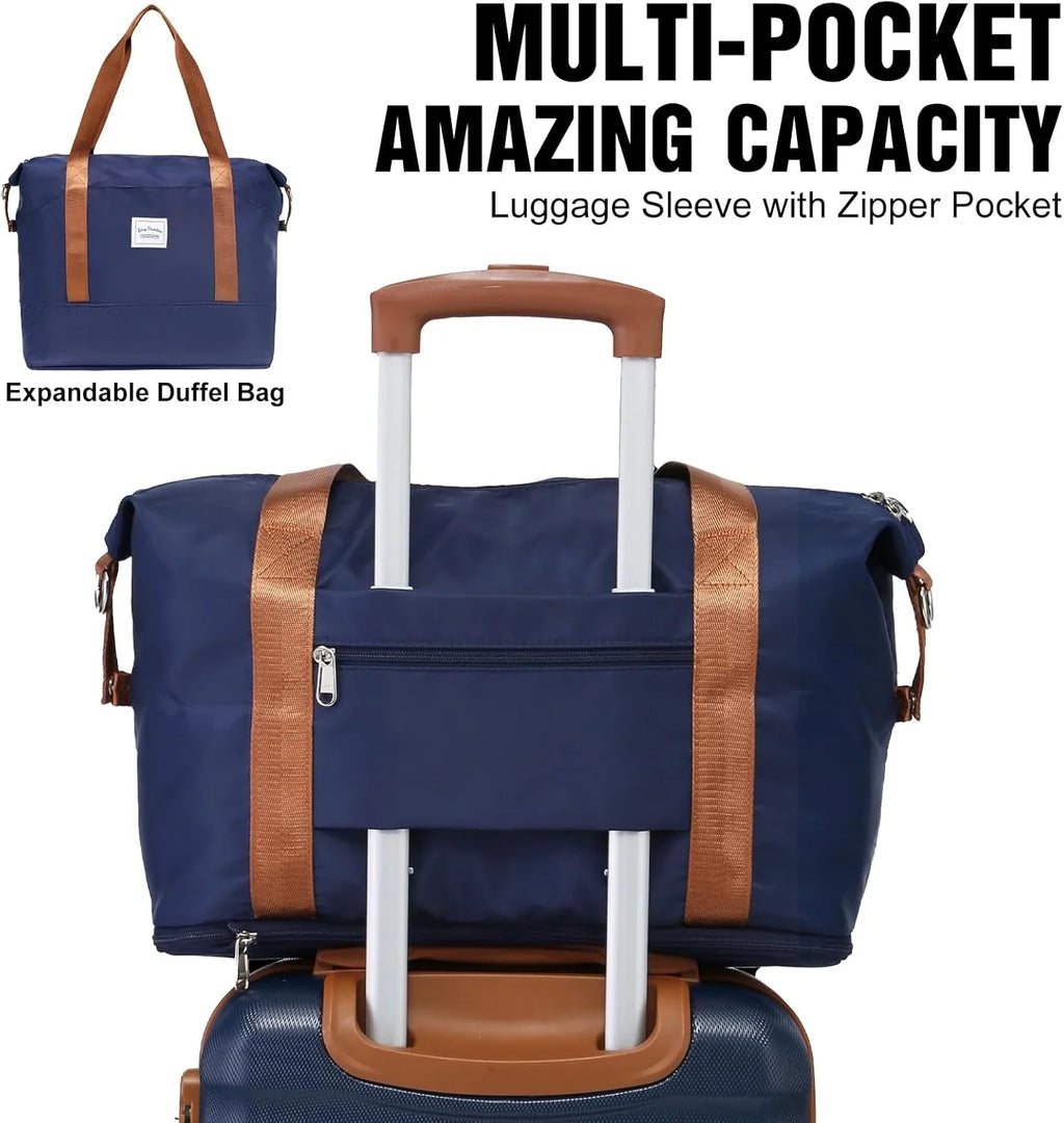 Ensemble de bagages LONG VACANCES 6 pièces : valise cabine rigide en ABS et PC, roulettes pivotantes et fermeture éclair YKK, cadenas TSA