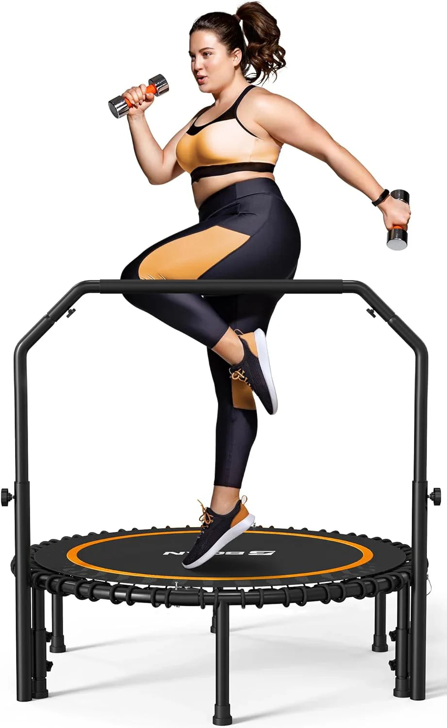 Mini-trampoline pliable BCAN 450/550 lb, trampoline de fitness 40"/48" stable et silencieux
