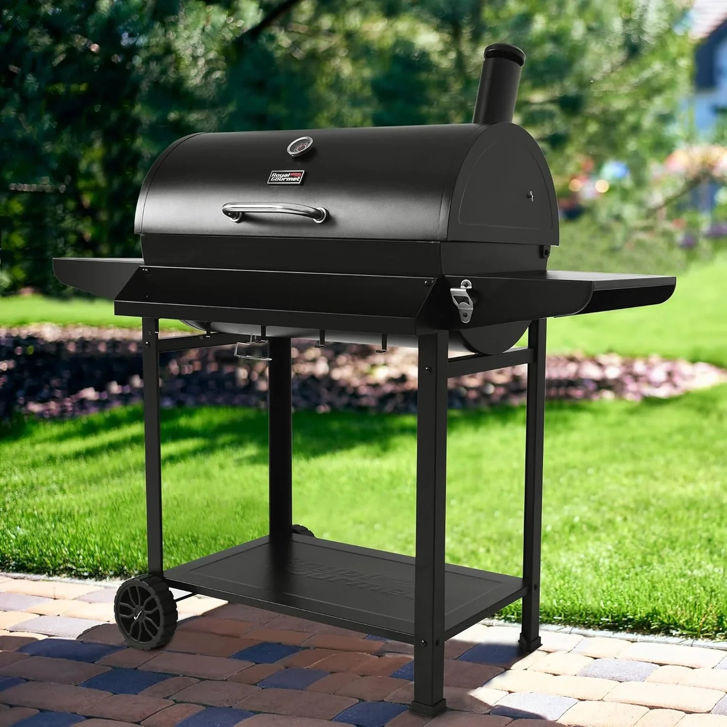 Barbecue au charbon de bois Royal Gourmet CC1830T de 30 pouces avec grille de réchaud et panier de rangement avant, barbecue extérieur avec 627 po²