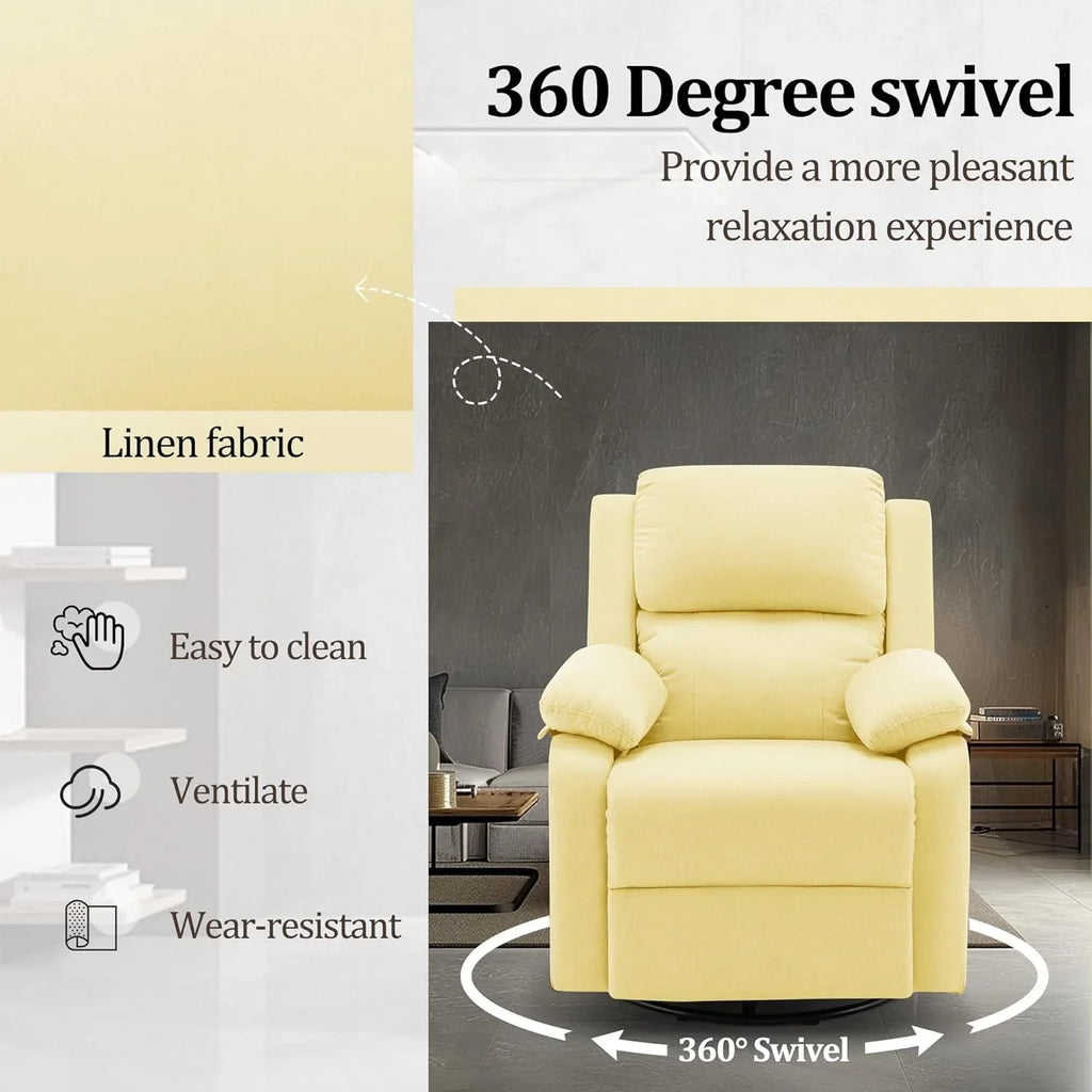 Fauteuil à bascule inclinable pivotant à 360 degrés en tissu coulissant