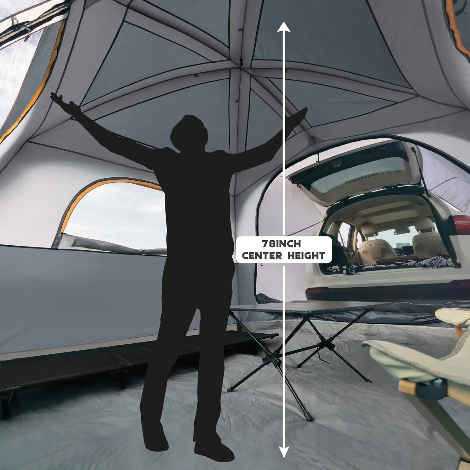Tente SUV pour camping, tente hayon SUV 6 personnes - Installation facile avec double toit