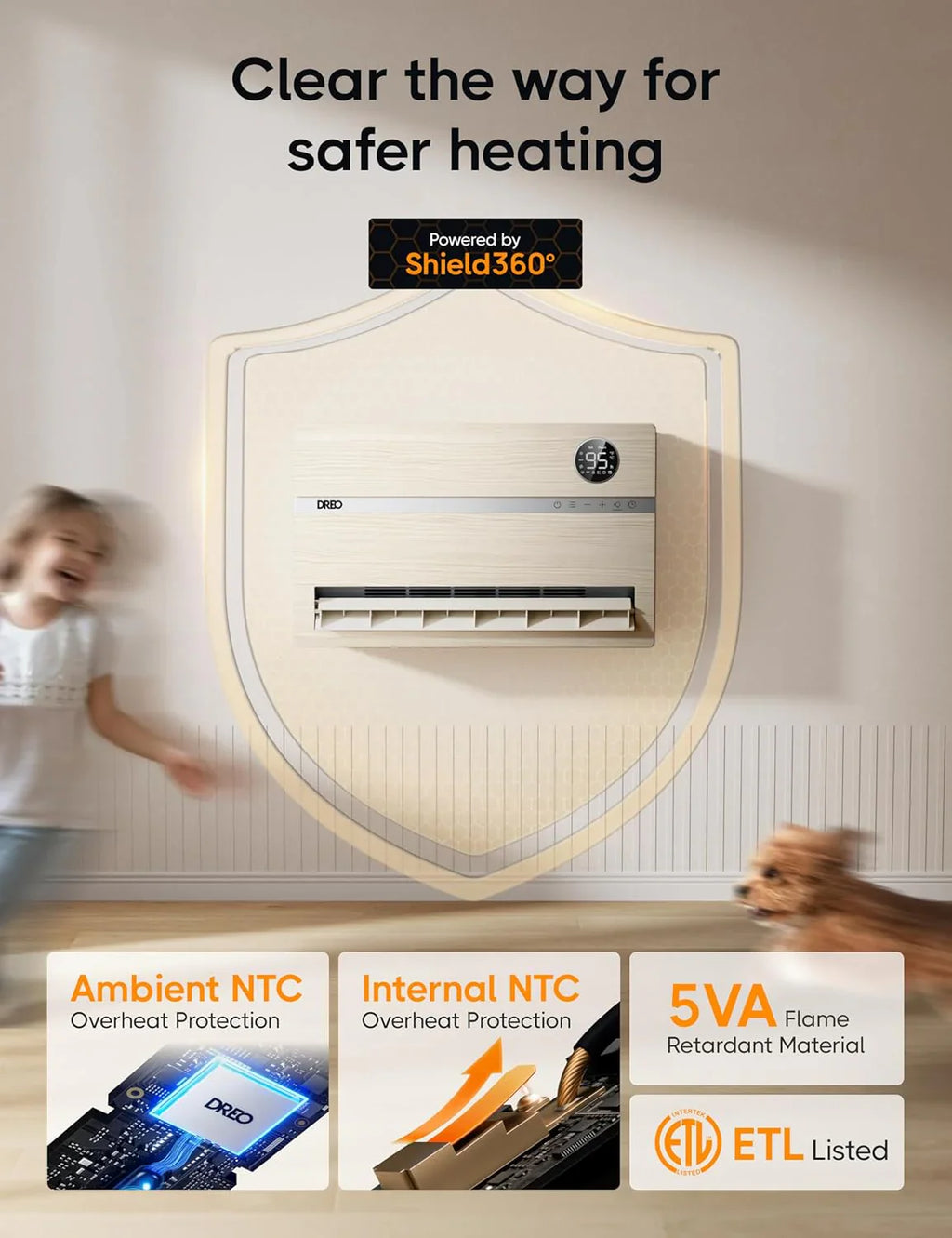 Chauffage mural intelligent, chauffage électrique de chambre, thermostat réglable 1500 W, minuterie 24 heures, chauffage d'intérieur facile à installer