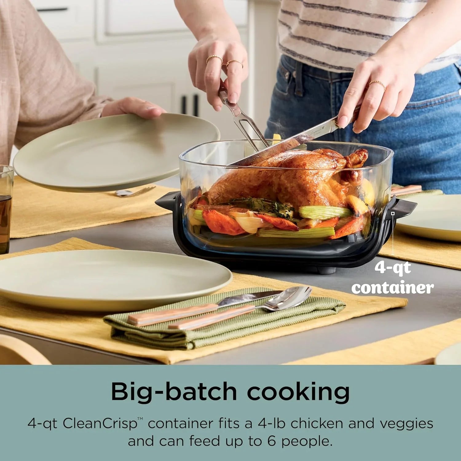 Ninja Crispi Friteuse à air portative en verre 4-en-1