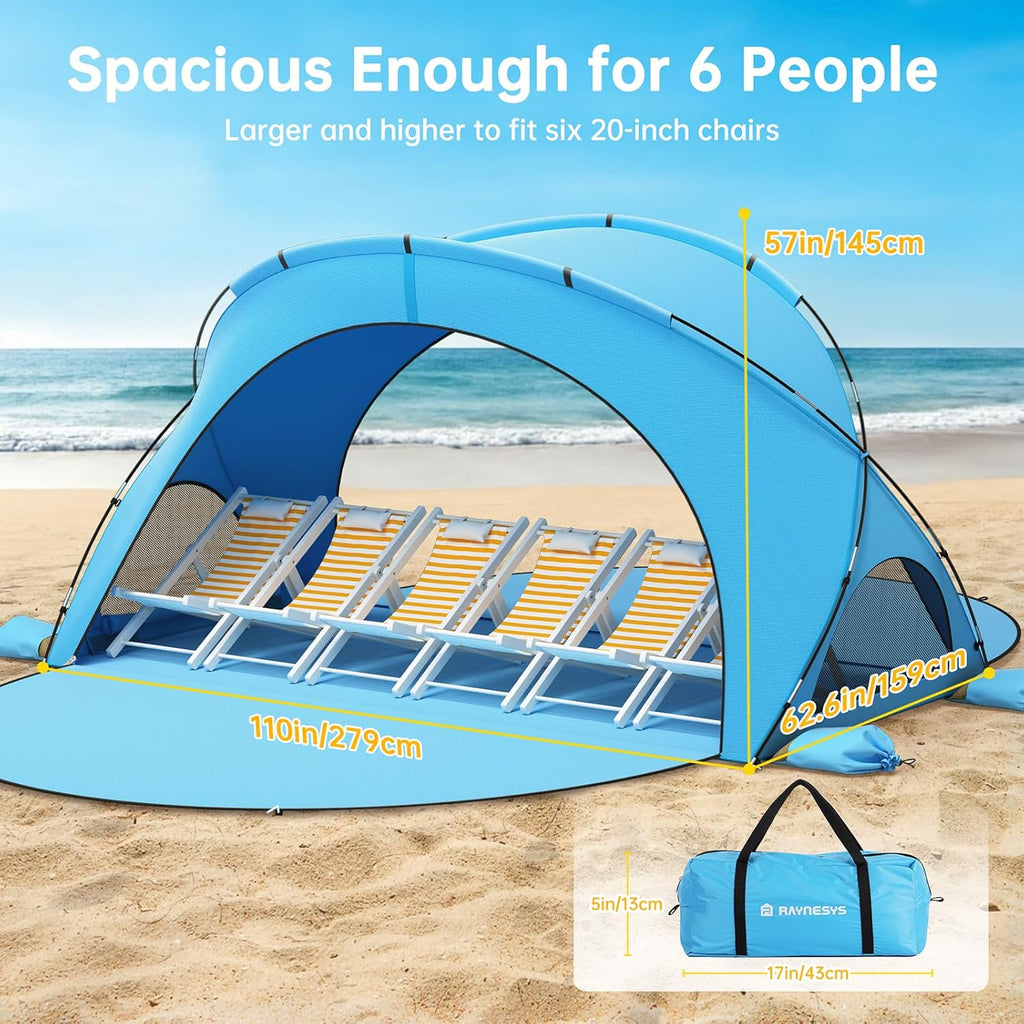 Parasol de plage, tente pare-soleil de plage avec protection UV UPF50+