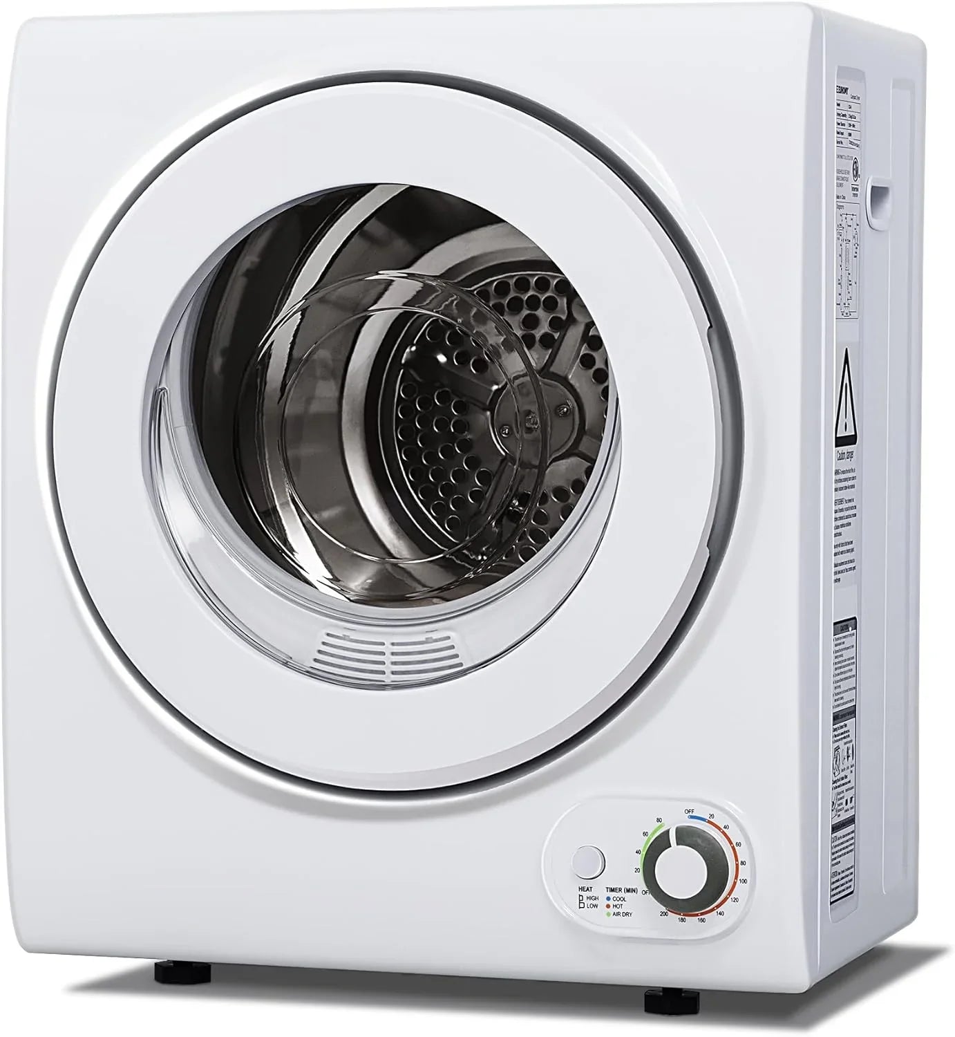 Sèche-linge compact, 3,5 pieds cubes, chargement frontal, acier inoxydable, avec tuyau d'évacuation, 1500 watts, panneau de commande LCD, sèche-linge portable à quatre fonctions