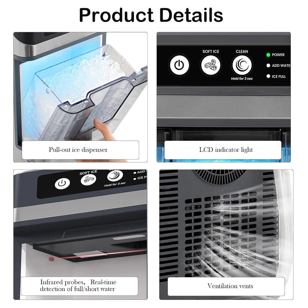 Machine à glaçons portable autonettoyante 41 lb/24 h avec réservoir d'eau amovible de 3 litres