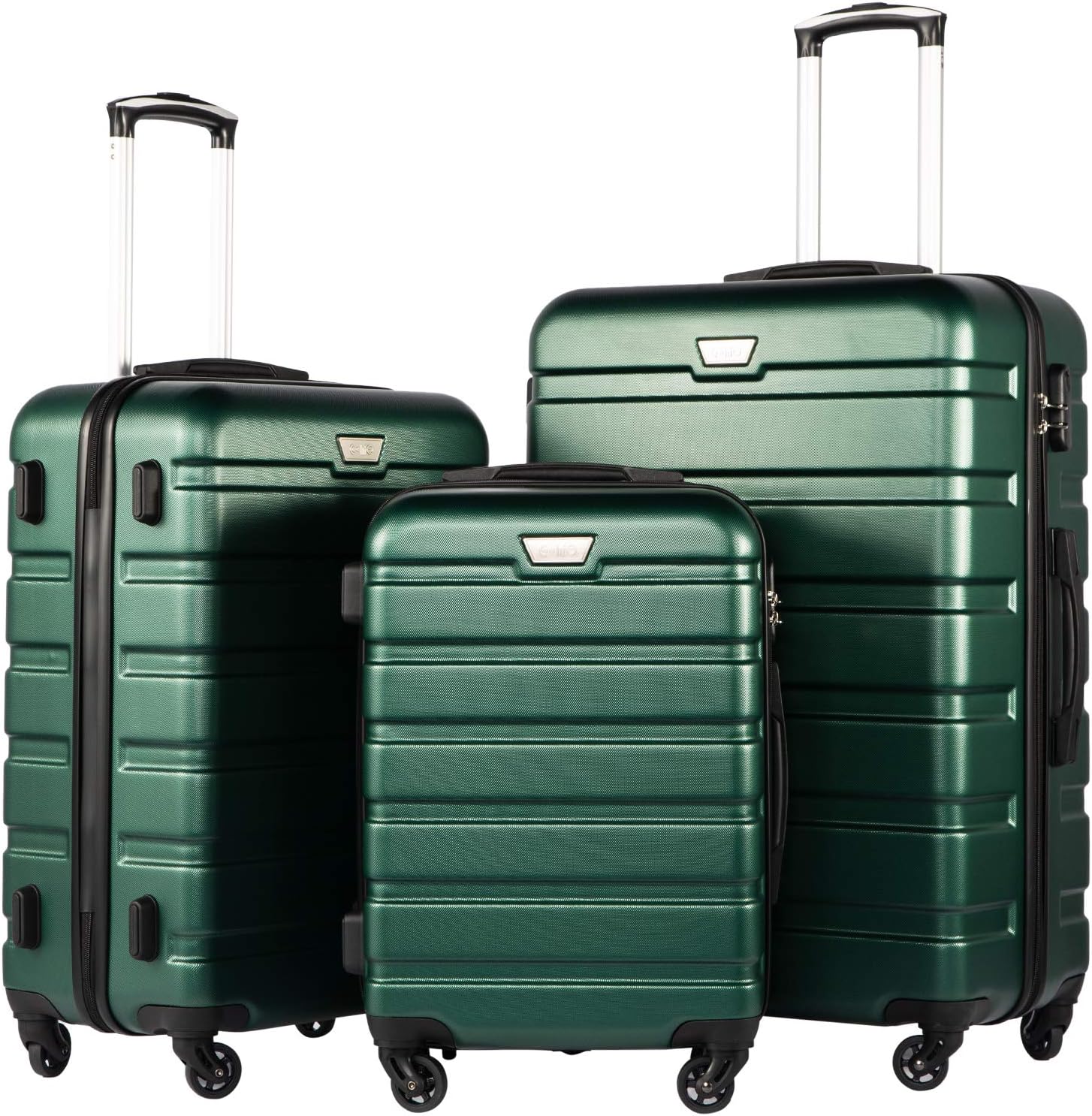 Ensemble de 3 valises Coolife, valises à roulettes rigides et légères avec serrure TSA