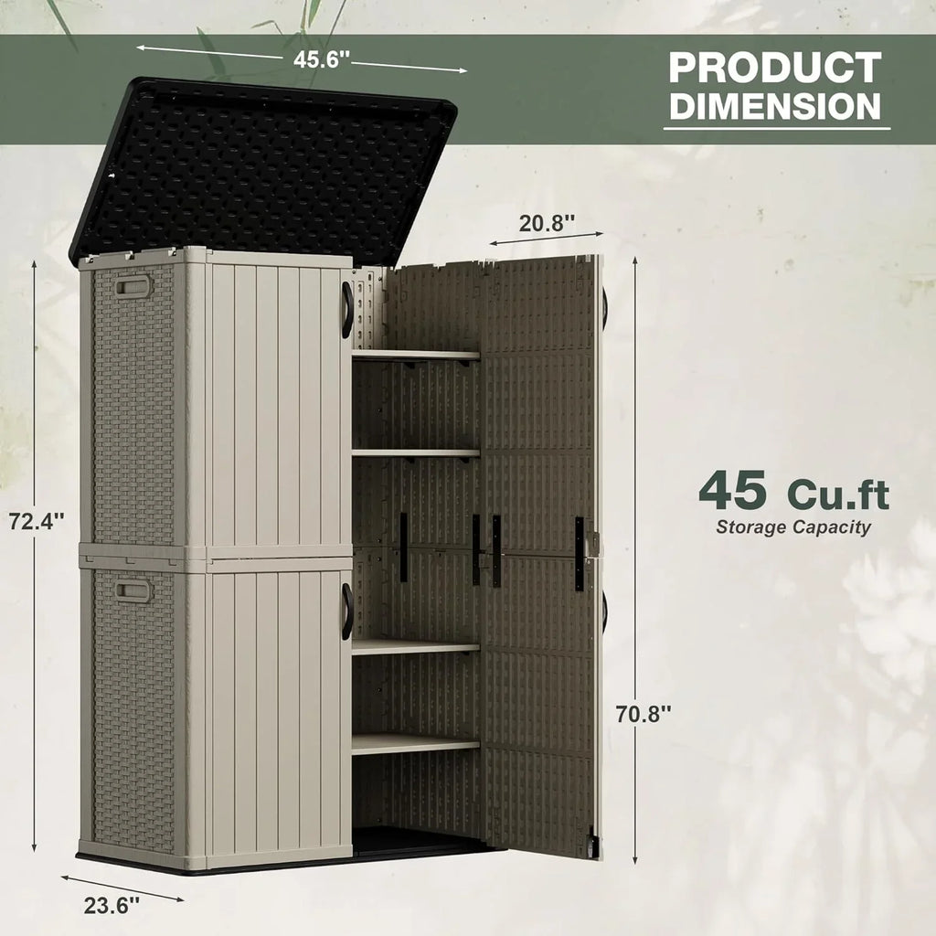Abri de rangement horizontal extérieur Greesum 27 pieds cubes en résine grand coffre de rangement