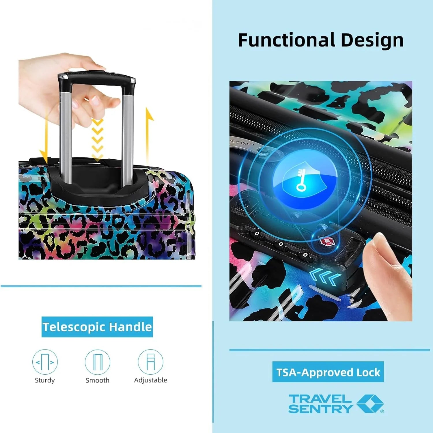 Ensemble de bagages 6 pièces, ensemble de valises rigides extensibles avec roulettes pivotantes, ensemble de bagages à roulettes légers