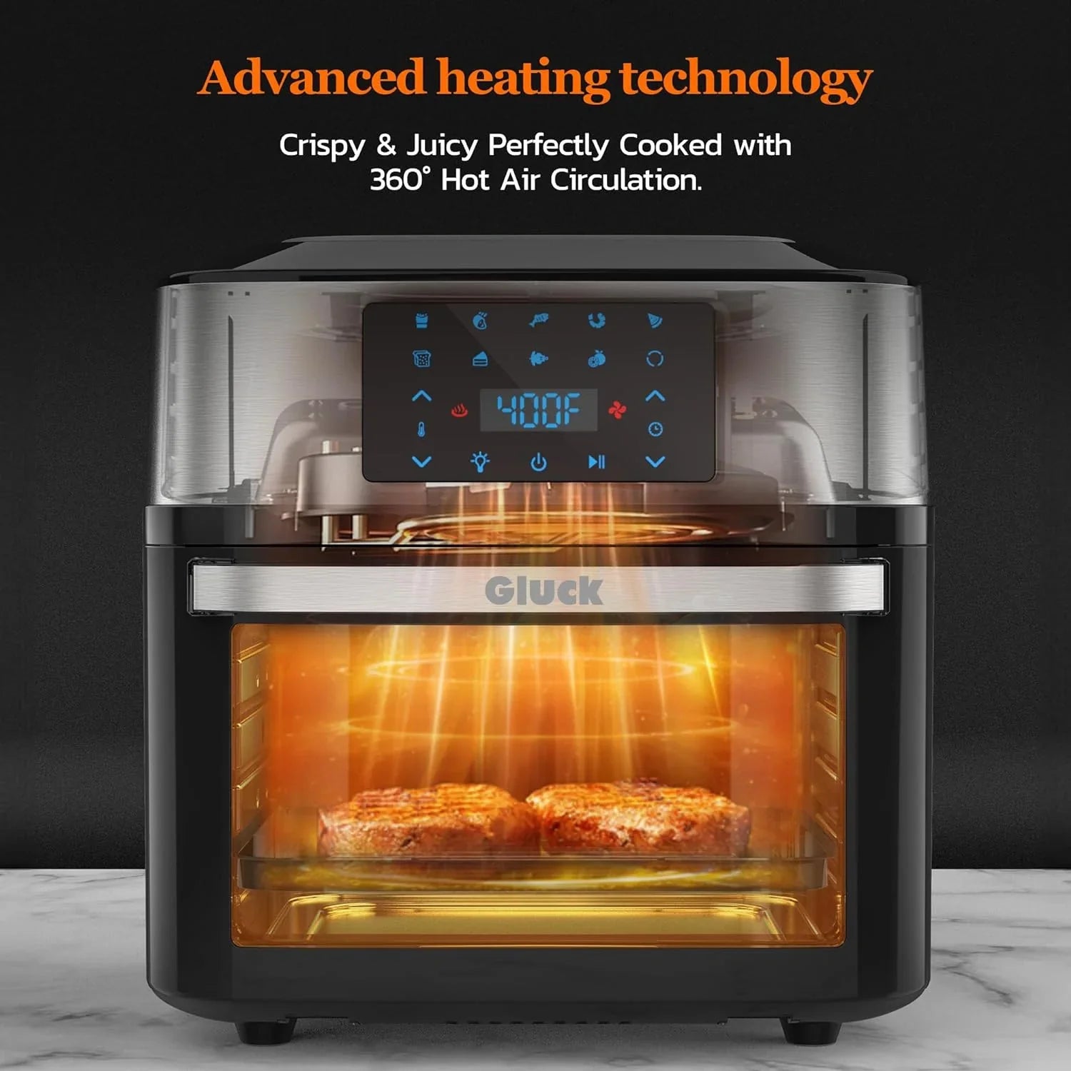 Grande friteuse à air de 20 litres Combo four-friteuse à air 10 en 1 Friteuse à air avec grille de rôtisserie 3 grilles de déshydratation