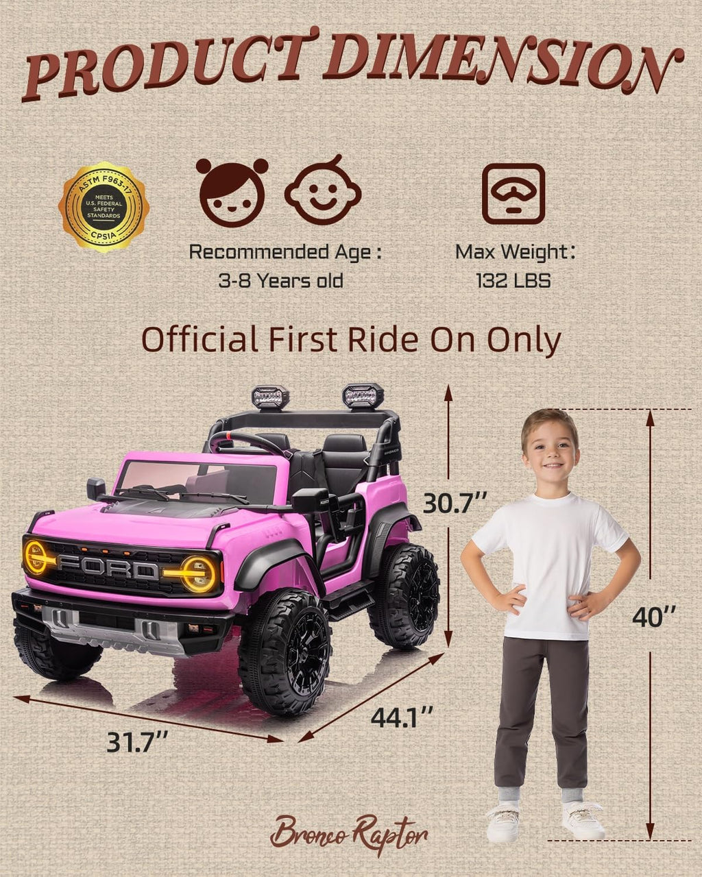 Camion rose pour enfants – Voiture électrique à piles
