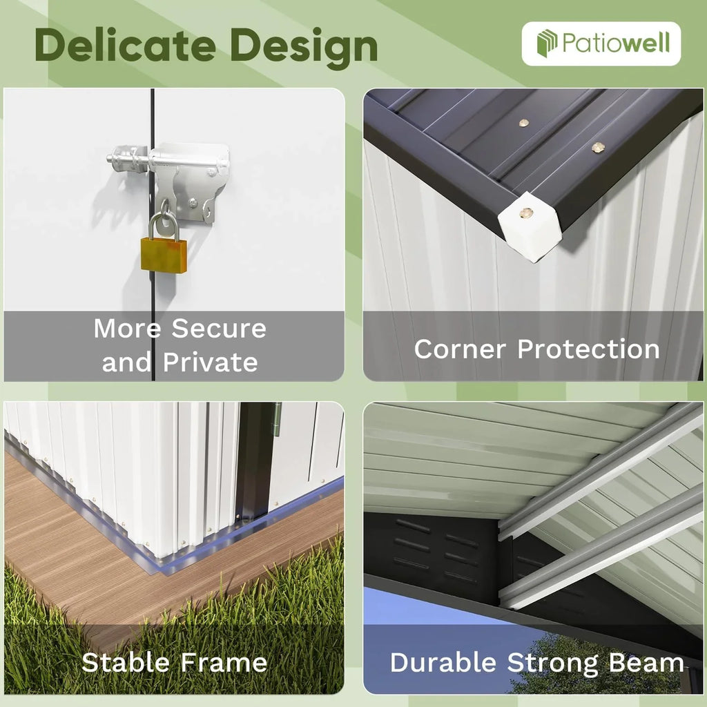 Patiowell Abri de rangement extérieur 5 x 3 pi, abri à outils avec toit en pente et porte verrouillable