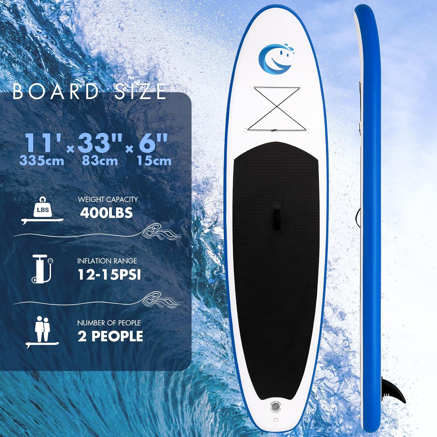 FunWater Stand Up Paddle Board Planche de paddle gonflable ultralégère avec accessoires SUP