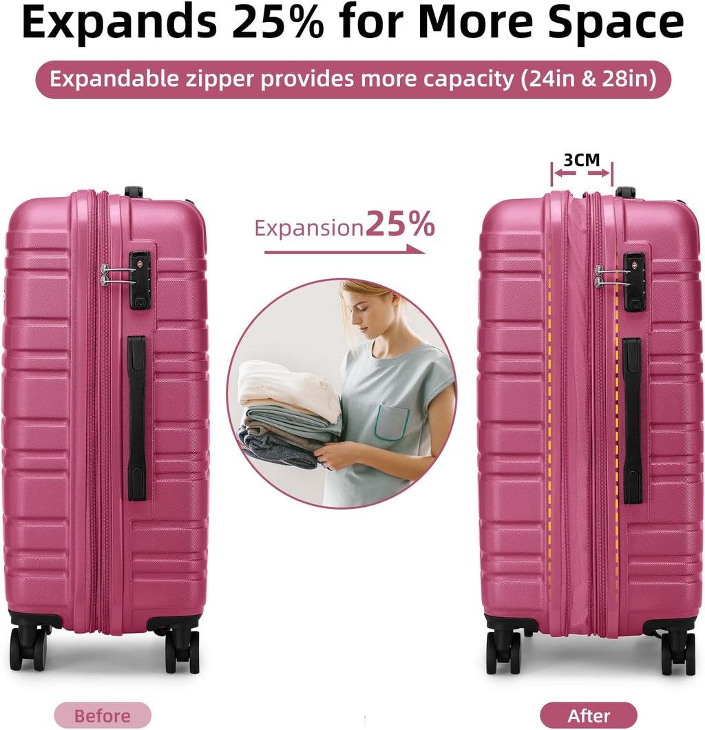 Ensemble de bagages 6 pièces, ensemble de valises rigides extensibles avec roulettes pivotantes, ensemble de bagages à roulettes légers