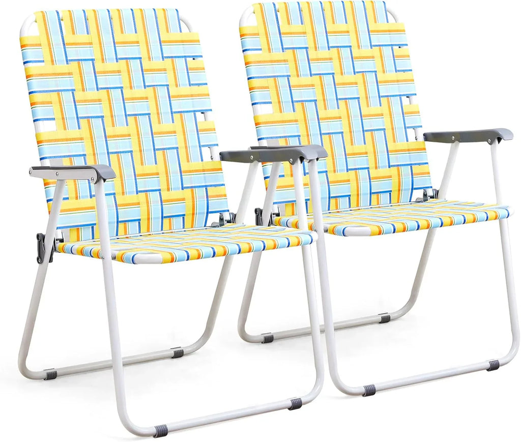 Lot de 2 chaises pliantes en toile pour patio VINGLI, chaise de plage portable pour extérieur, chaise de camping
