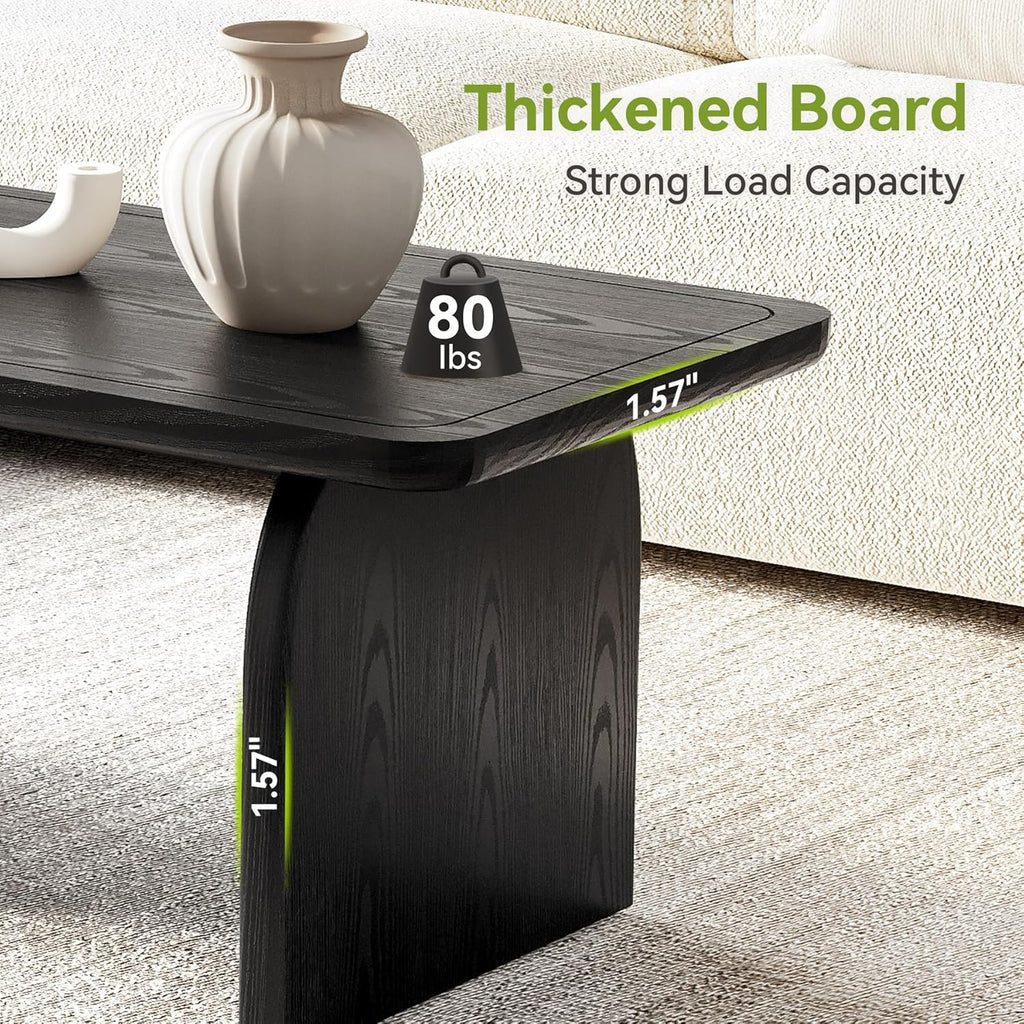 Table basse de ferme LITTLE TREE, table centrale d'angle ronde en bois de 47 pouces, table de salon rectangulaire, service à thé à cocktail bas moderne