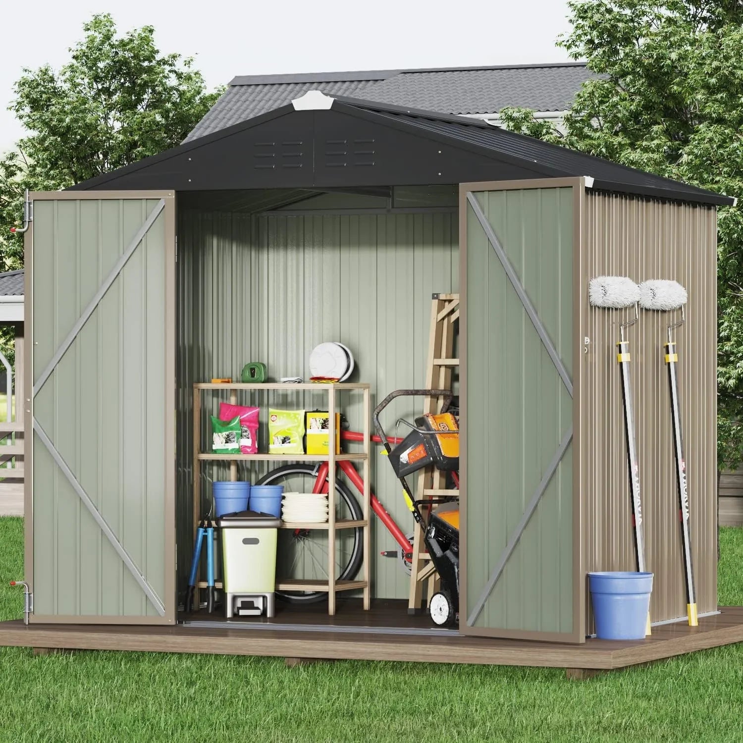 Abri de jardin extérieur Devoko 5 x 3 pi verrouillable en métal