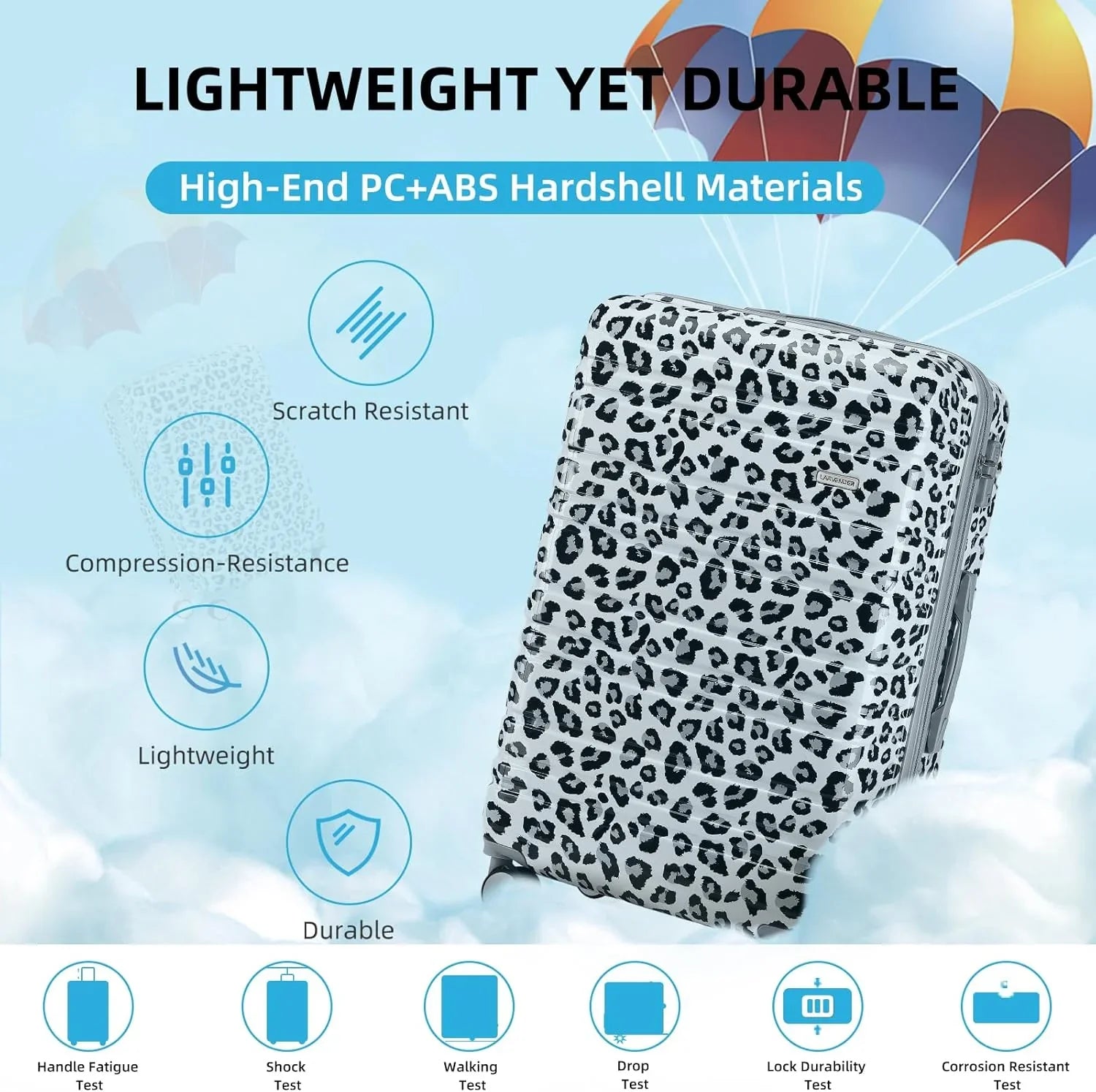 Ensemble de bagages 6 pièces, ensemble de valises rigides extensibles avec roulettes pivotantes, ensemble de bagages à roulettes légers