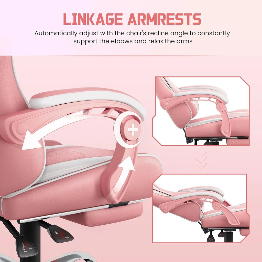 Chaise de jeu avec support lombaire massant et repose-pieds en hauteur Chaise de jeu de bureau