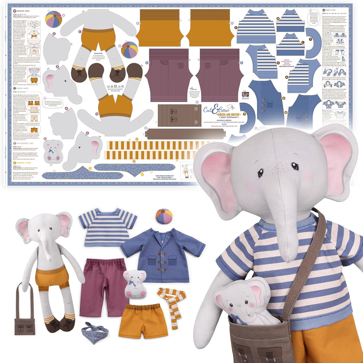 kullaloo Kit de couture en tissu pour débutant – Kit de loisirs créatifs pour filles et garçons