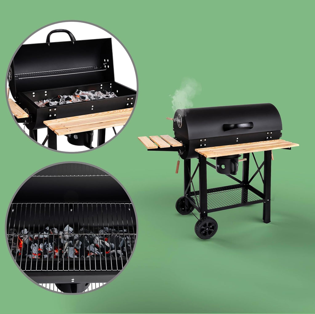 Couvercle de gril de cuisson LEHMANN Charcoal Grill XL, roues et poignées chauffantes,