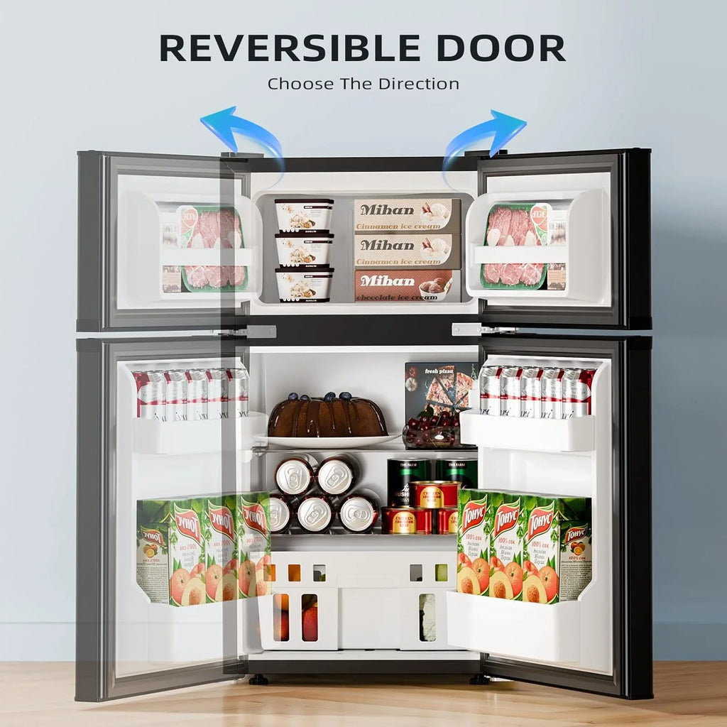 Mini-réfrigérateur NJStar de 3,2 pieds cubes avec congélateur, mini-réfrigérateur à double porte, réfrigérateur compact