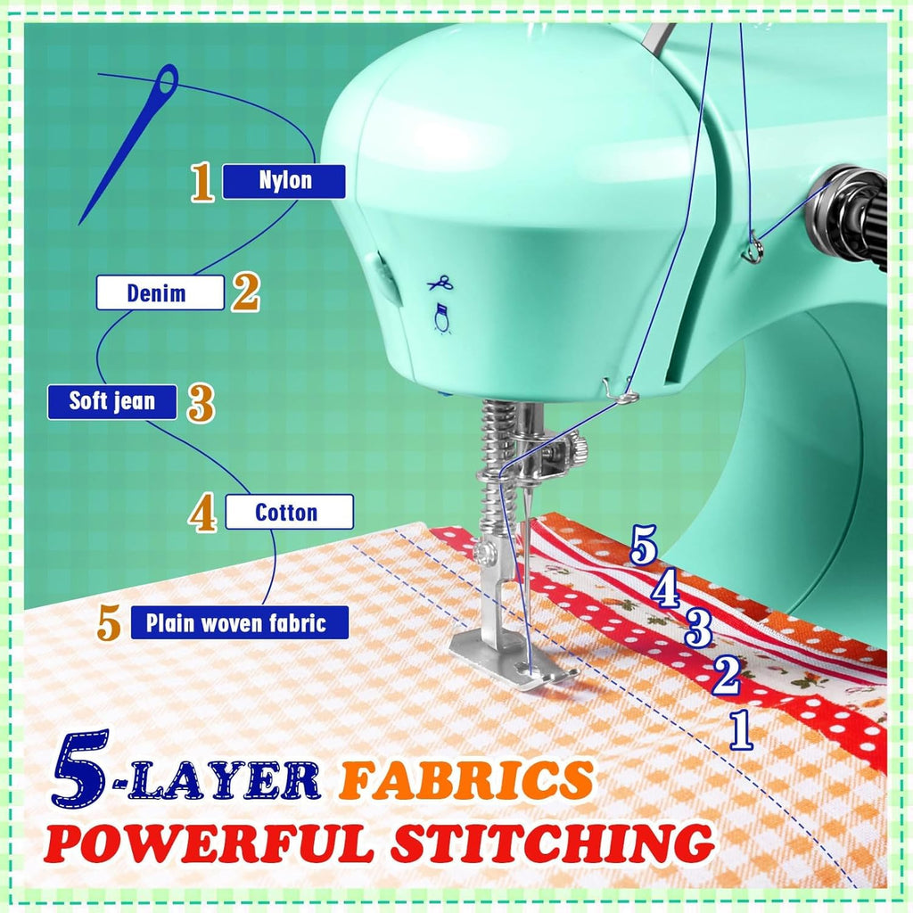 Machine à coudre, mini machine à coudre pour débutants Machine à coudre portable à deux vitesses avec table d'extension Meilleurs cadeaux pour enfants et femmes