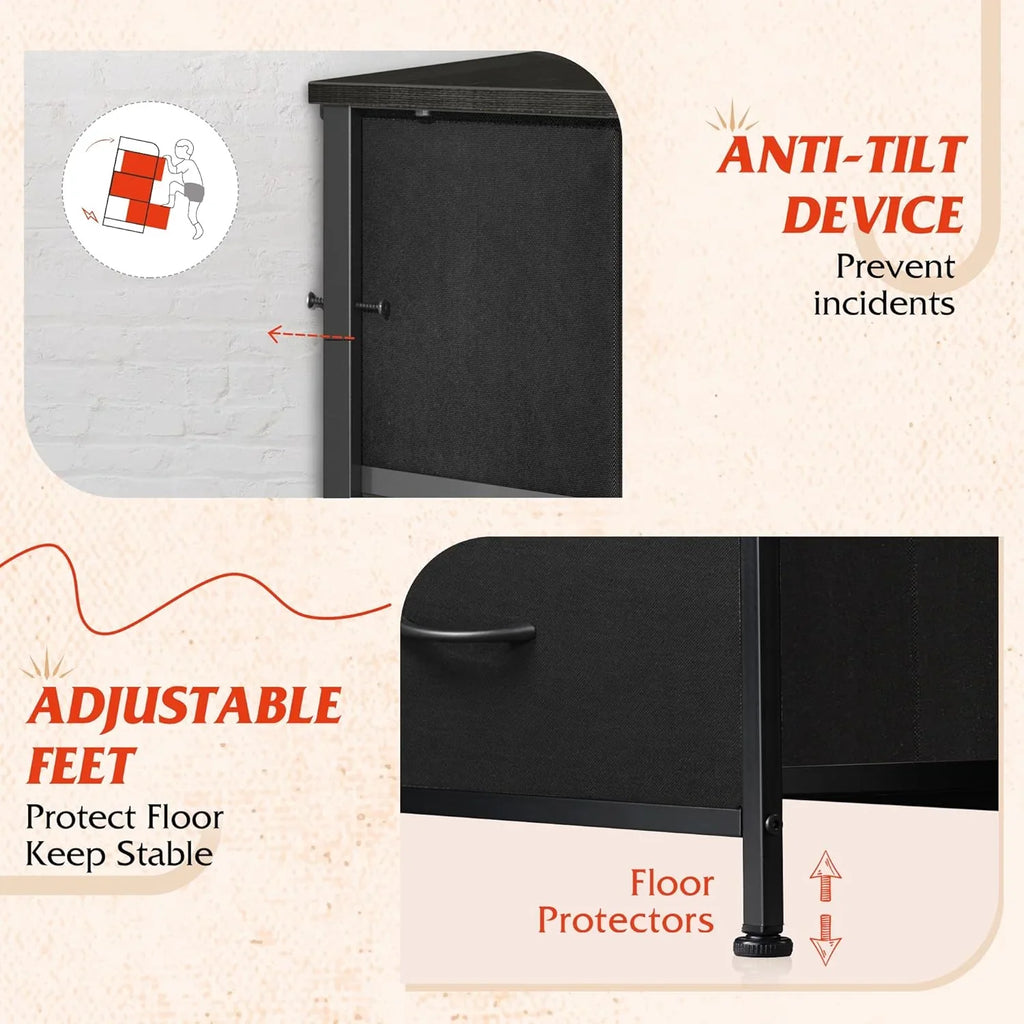 Meuble de rangement WLIVE avec 13 bacs en tissu, tiroirs de rangement avec cadre en acier, grande tour de rangement pour salon, couloir, bureau, noir anthracite