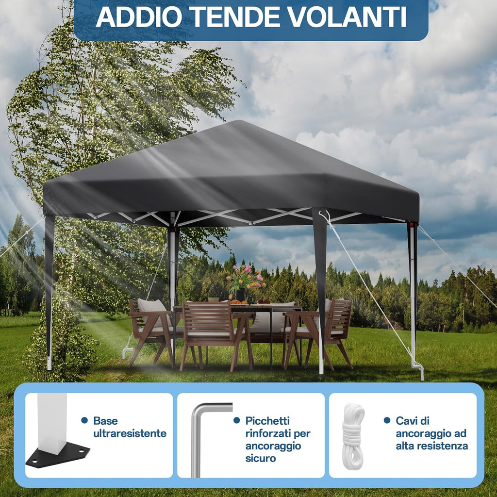 Gazebo pliant étanche JUMMICO, gazebo de jardin extérieur, gazebo pliant à hauteur réglable,