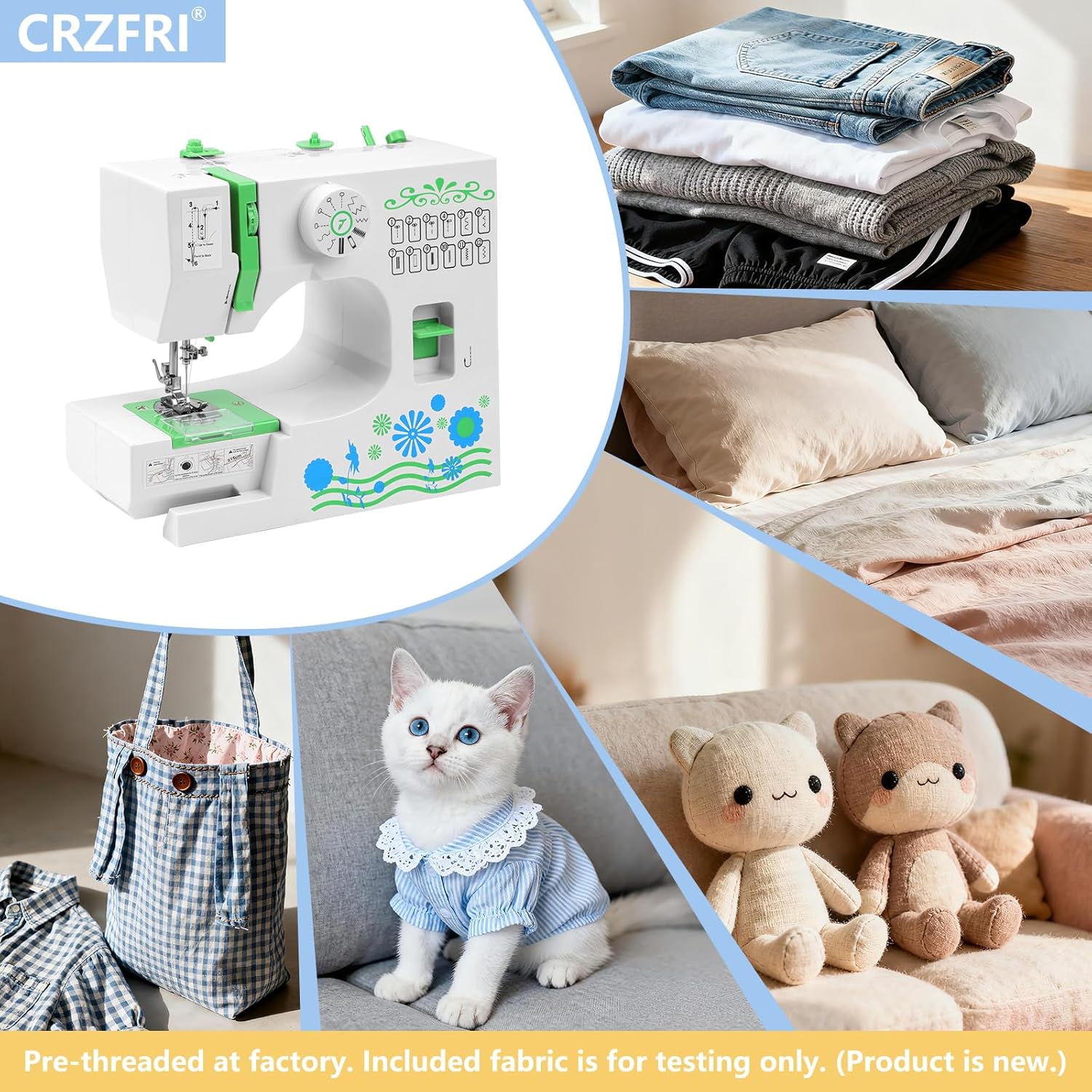 Mini machine à coudre pour débutant avec kit de couture CRZFRI Machine à coudre portable pour bricolage à domicile