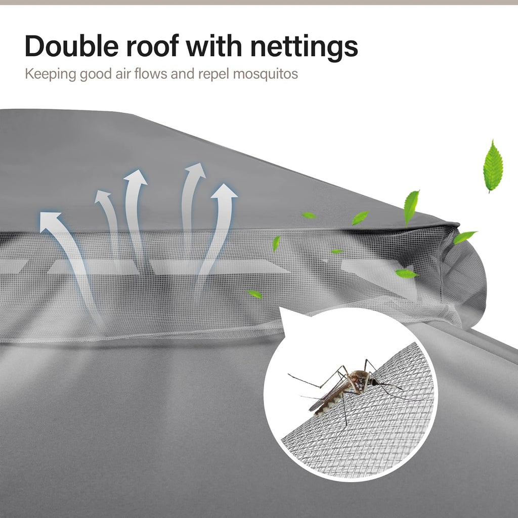 Tente pavillon d'extérieur améliorée à double toit, auvent imperméable UV50+ avec filet et crochets