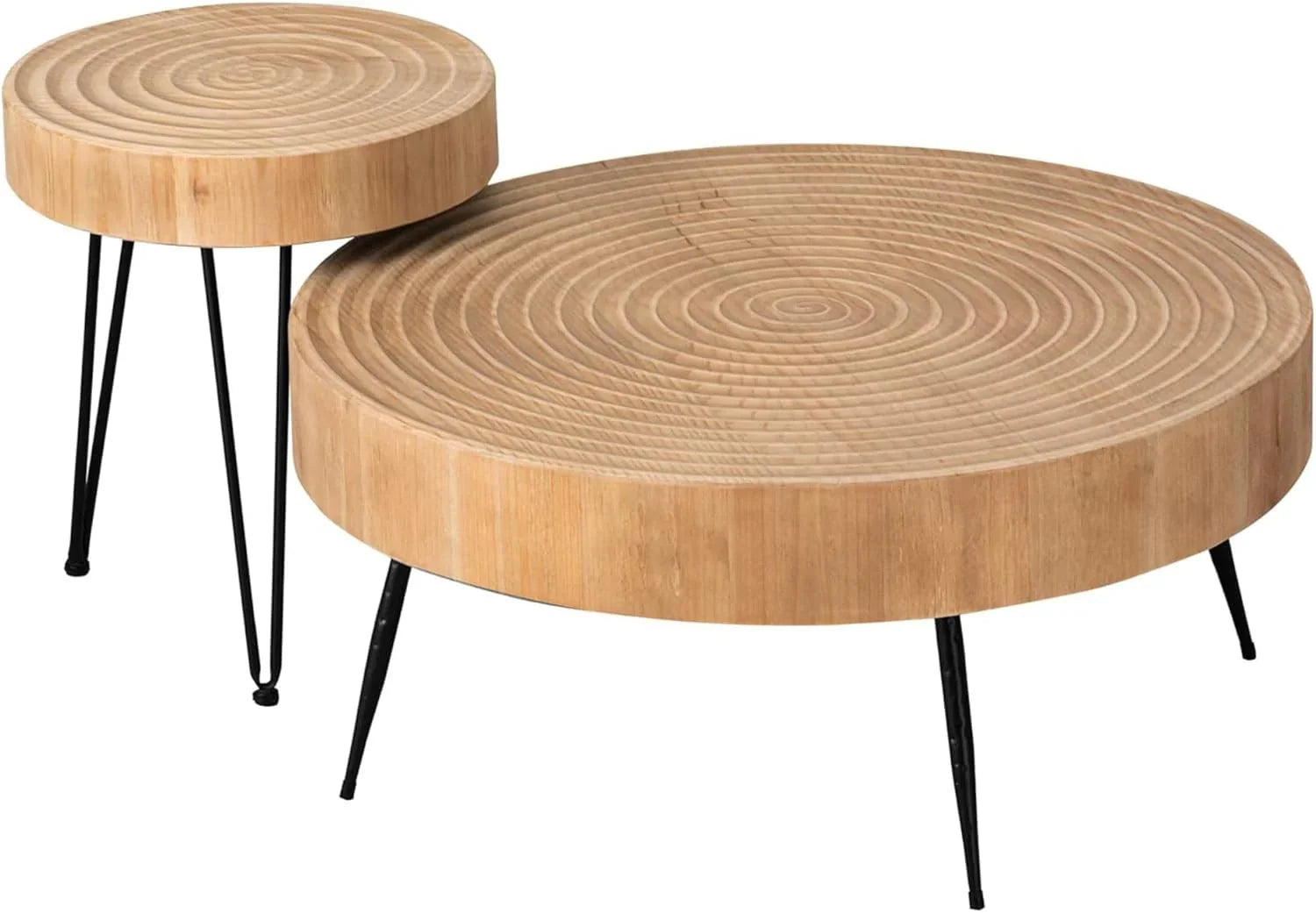 Ensemble de deux tables basses de salon de style ferme moderne