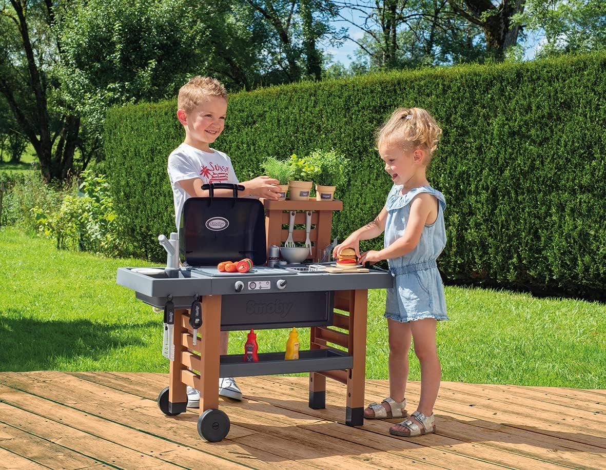 Smoby - Grill de Cuisine de Jardin avec Flamme Magique Rétractable