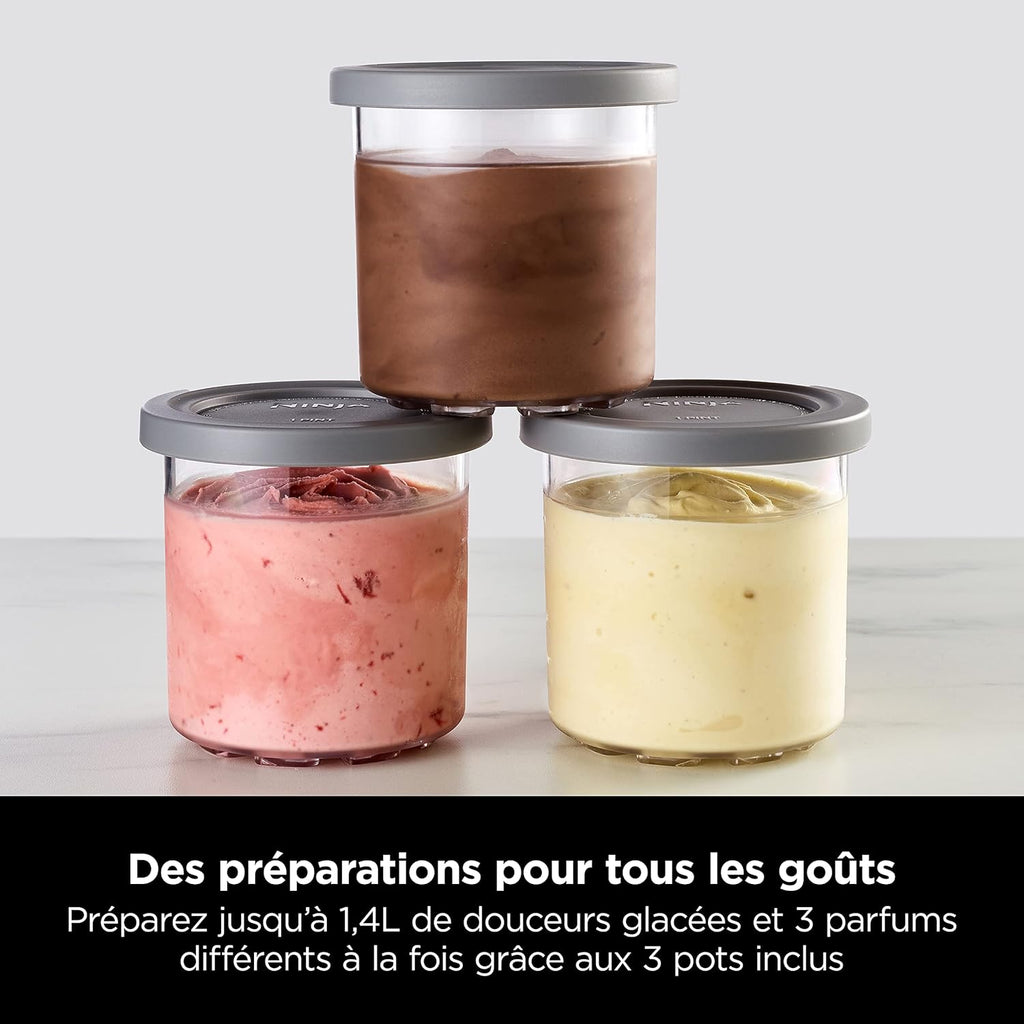 Sorbetière Ninja CREAMi 7 programmes pour glaces sorbets smoothies et milkshakes, noir/argent 1,4 L