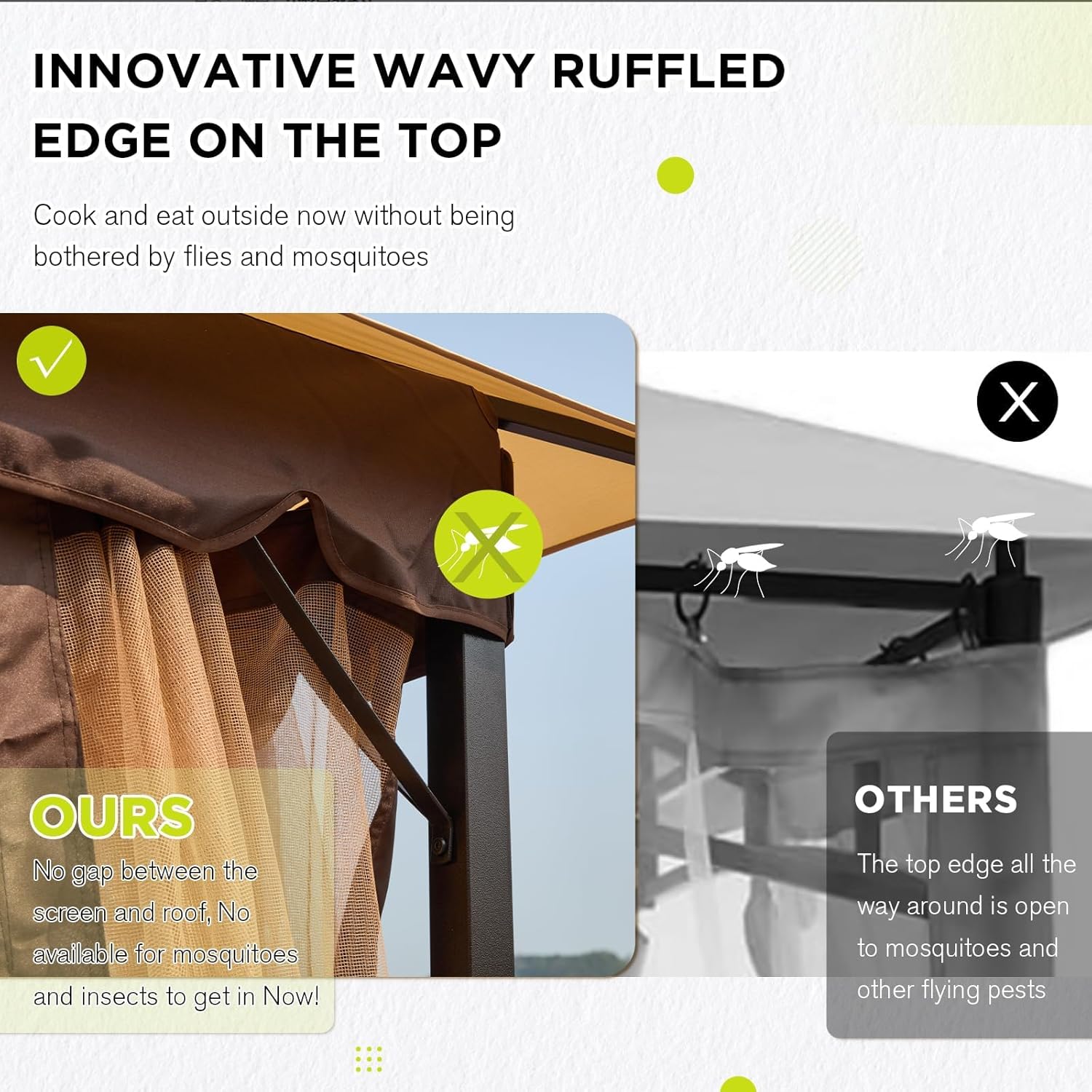 Tonnelle 10x12 avec écran, tonnelle d'extérieur en métal robuste, tente à auvent à cadre robuste avec double toit gonflable, tonnelle de patio coupe-vent et imperméable