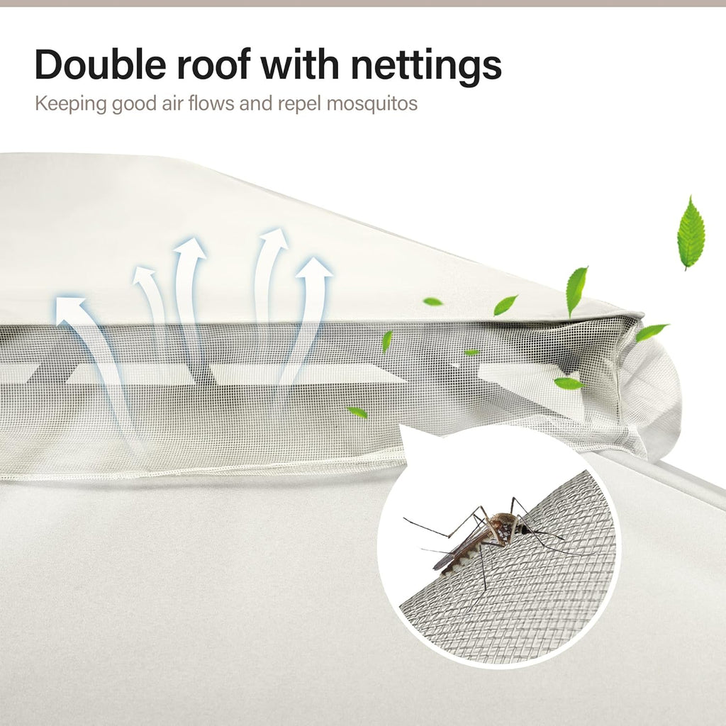 Tente pavillon d'extérieur améliorée à double toit, auvent imperméable UV50+ avec filet et crochets
