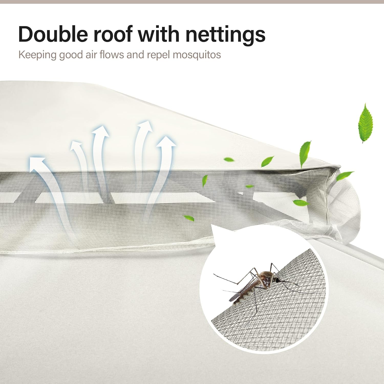 Tente pavillon d'extérieur améliorée à double toit, auvent imperméable UV50+ avec filet et crochets
