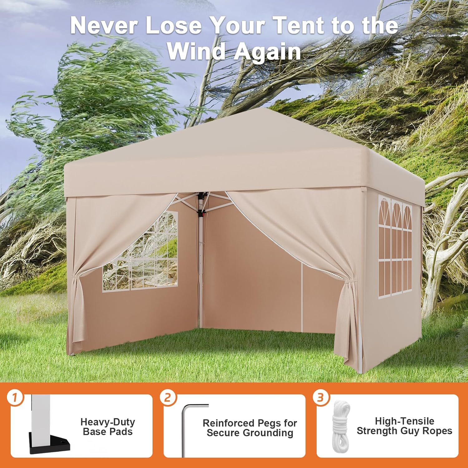 Gazebo pliant étanche JUMMICO, gazebo de jardin extérieur, gazebo pliant à hauteur réglable,