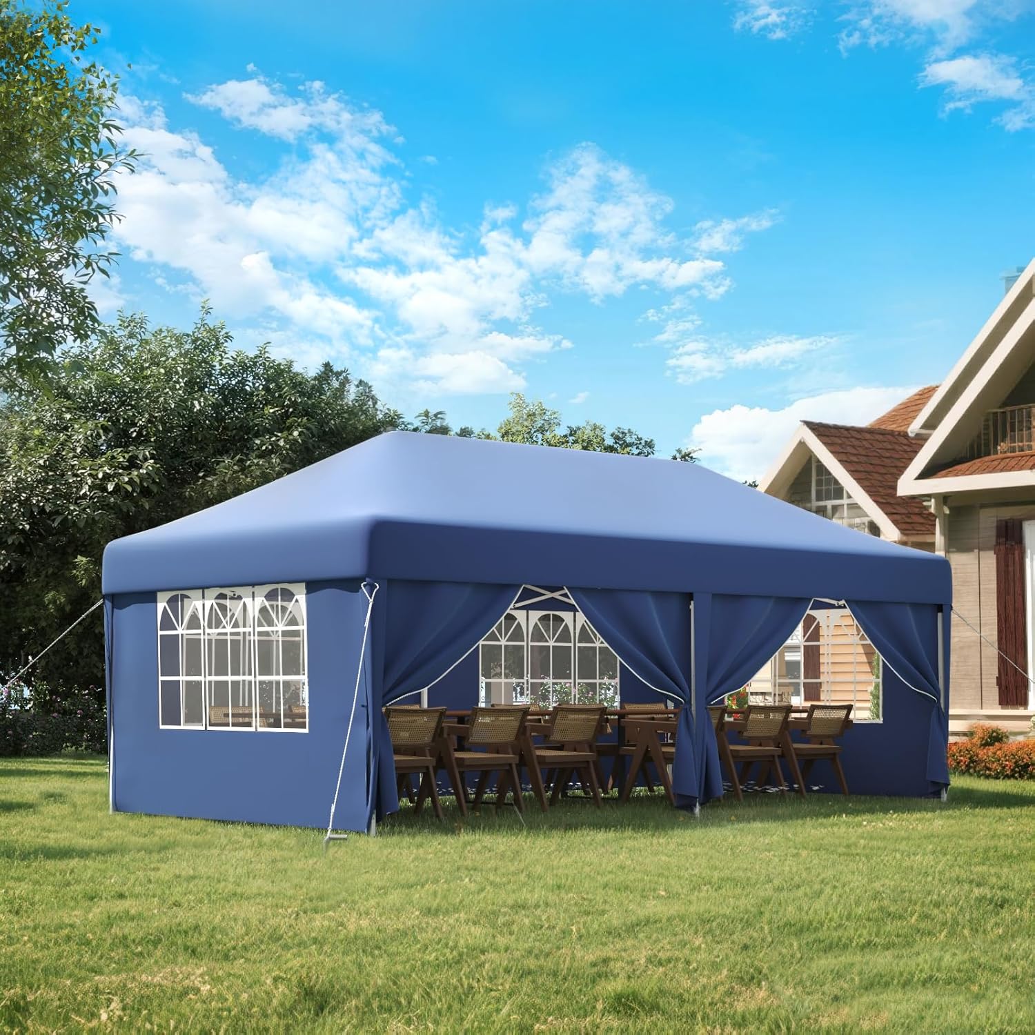 Gazebo pliant étanche JUMMICO, gazebo de jardin extérieur, gazebo pliant à hauteur réglable,