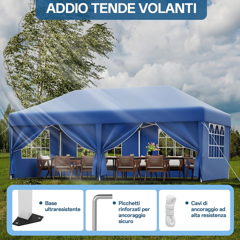 Gazebo pliant étanche JUMMICO, gazebo de jardin extérieur, gazebo pliant à hauteur réglable,