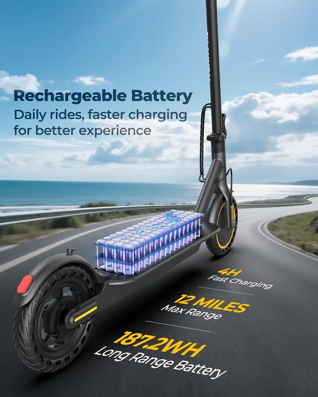 Trottinette électrique, moteur 350W/500W, vitesse maximale 19/22 mph