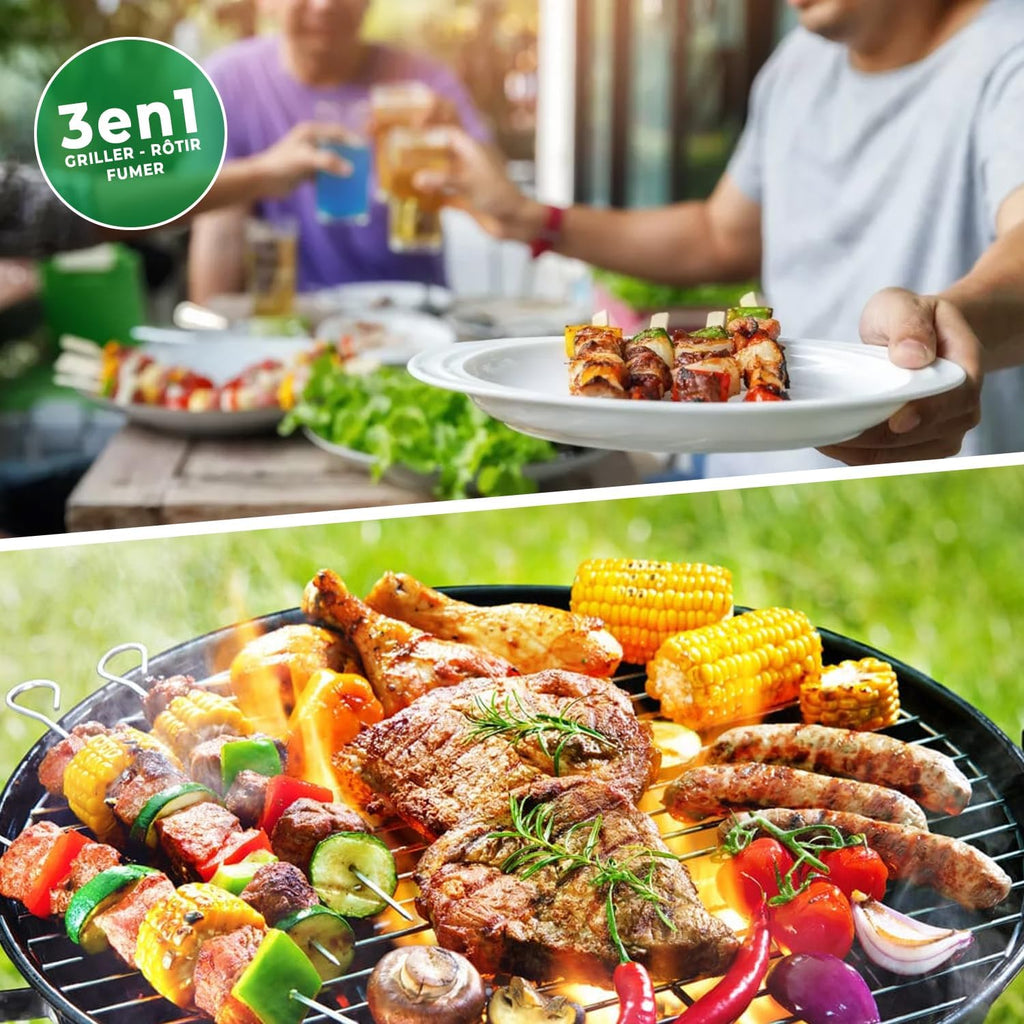 MaxxGarden Barbecue au Charbon - Barbecue de Bois - BBQ - Grill - Transportable - 118 cm - Noir