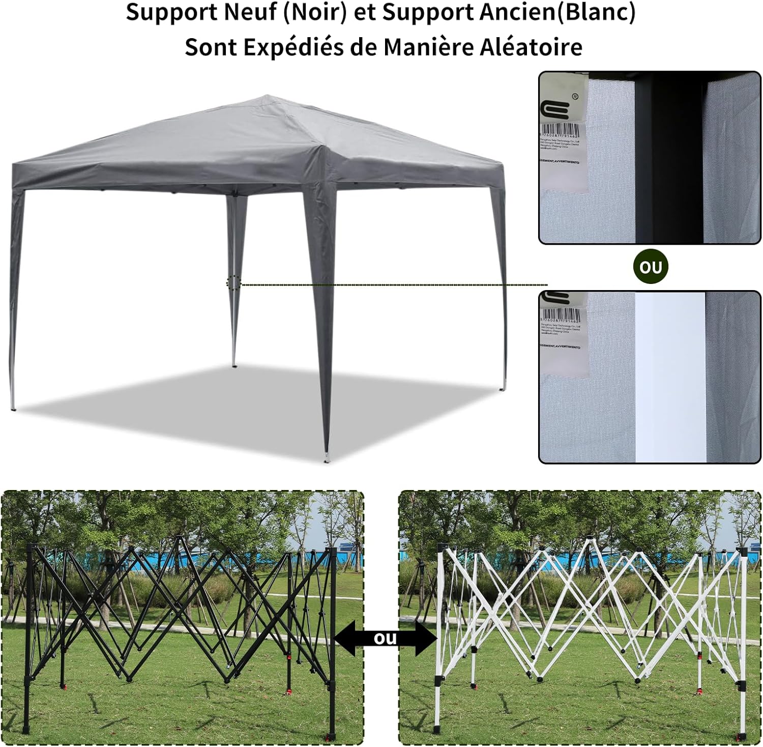 Gazebo pliant ISE, gazebo pliant 3x3 avec rideaux, gazebo de jardin extérieur,