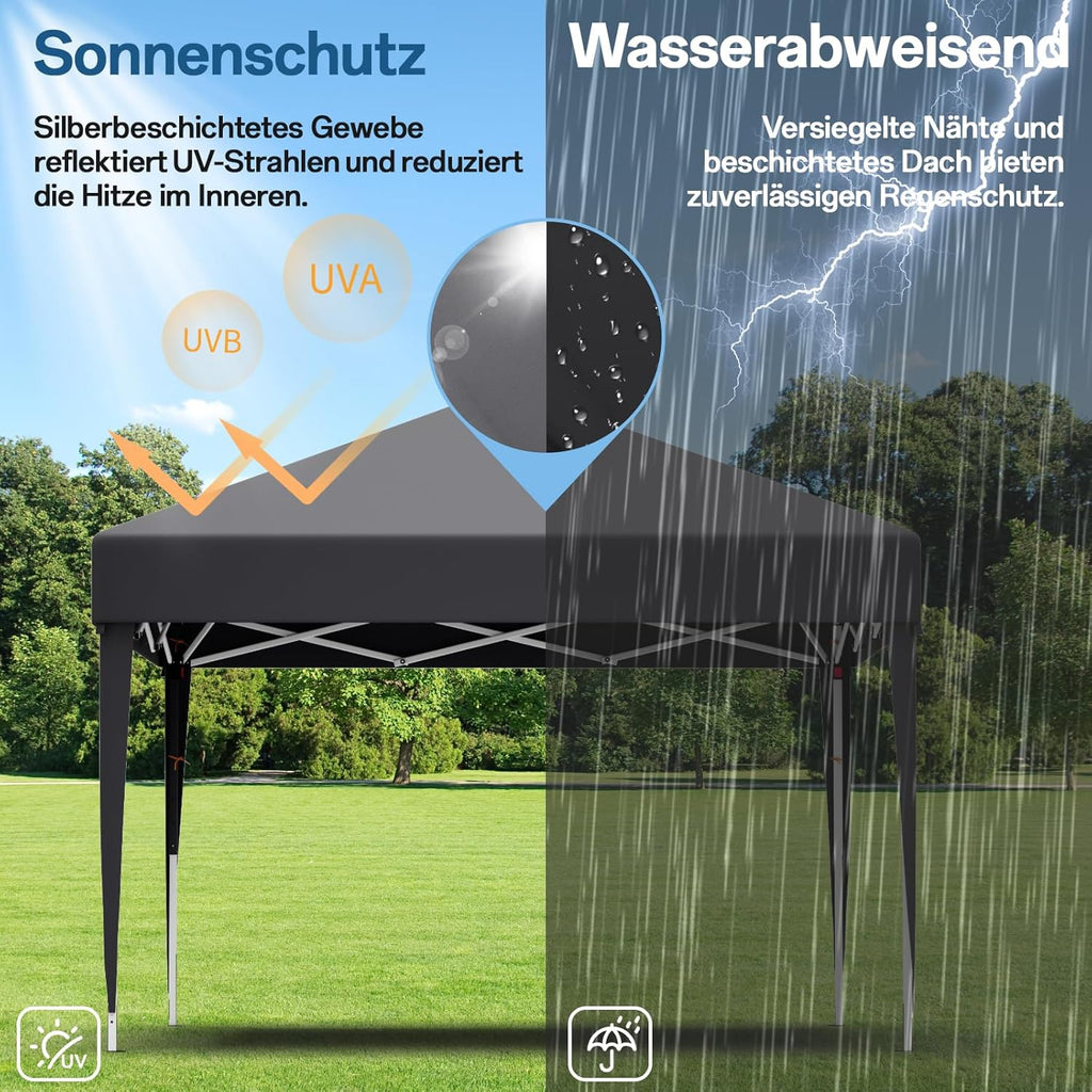 Gazebo pliant étanche JUMMICO, gazebo de jardin extérieur, gazebo pliant à hauteur réglable,