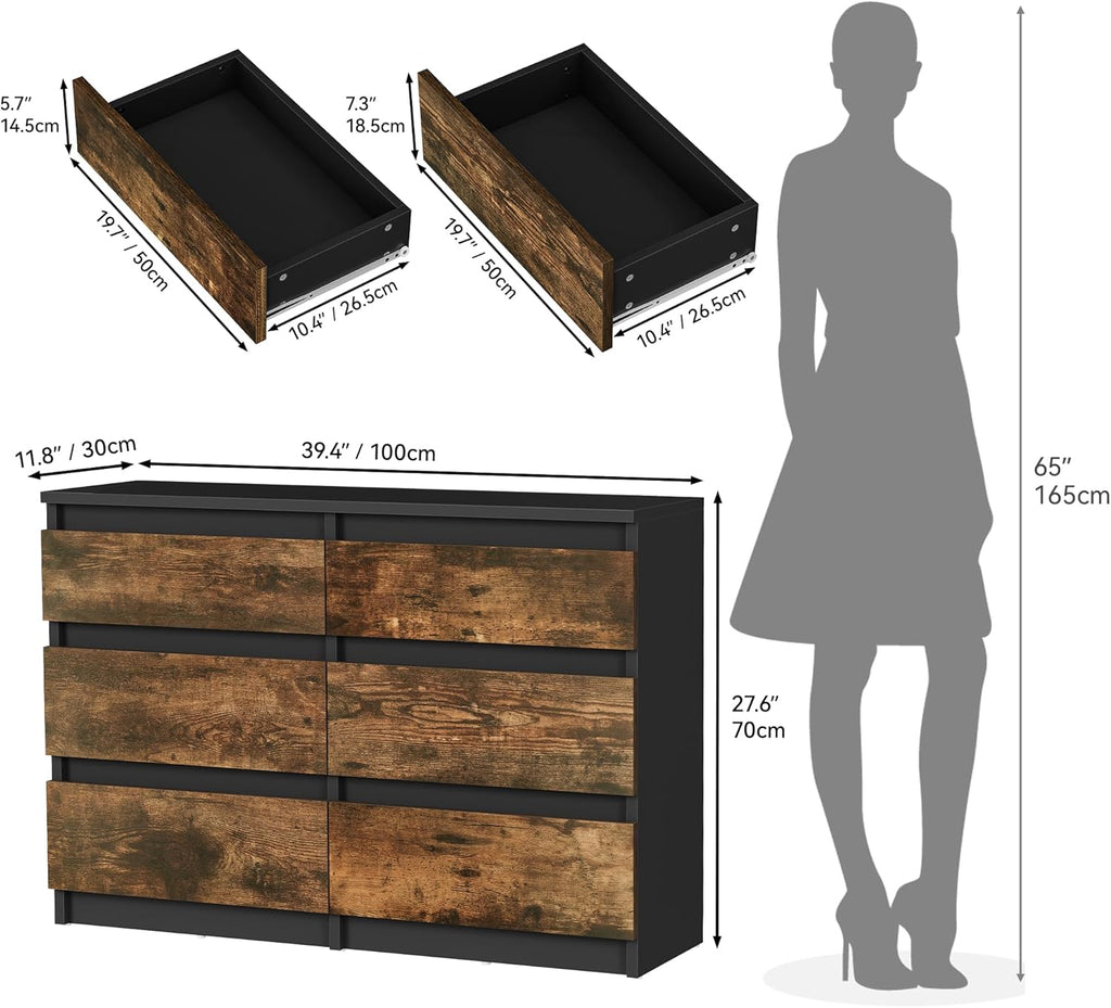 Commode YITAHOME avec 6 tiroirs, meuble de rangement moderne pour chambre à coucher,