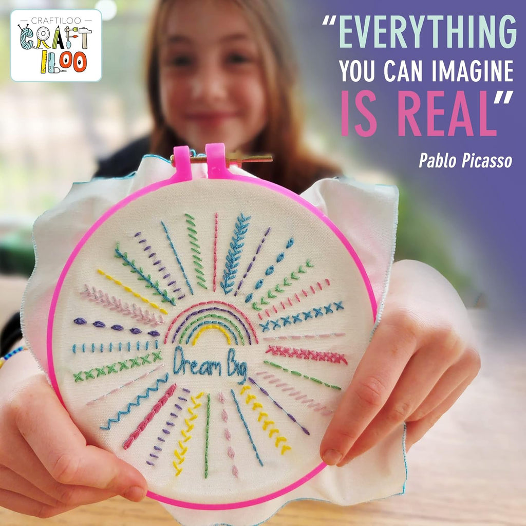 10 modèles de broderie pré-imprimés, kits de broderie pour enfants, kits de points d'aiguille pour débutants