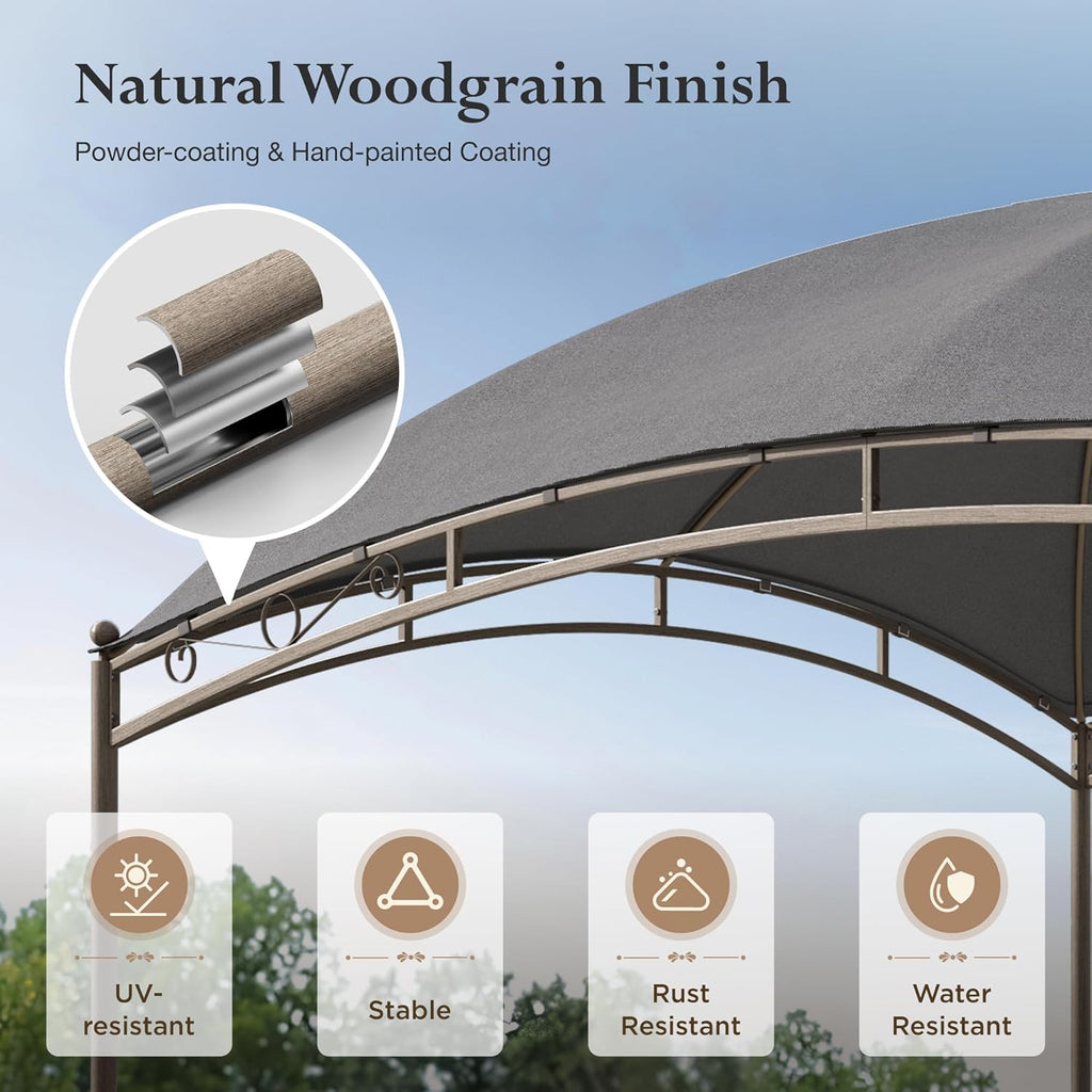 Gazebo 10 x 13, gazebo extérieur abrité, tente à auvent en métal robuste avec double toit et moustiquaire