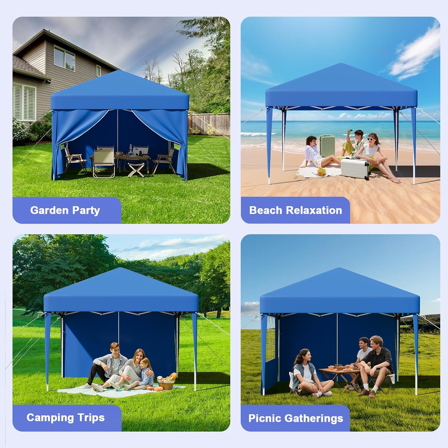 Gazebo pliant étanche JUMMICO, gazebo de jardin extérieur, gazebo pliant à hauteur réglable,