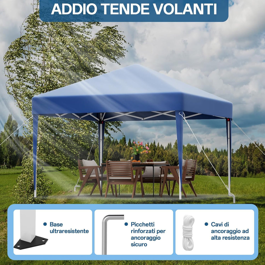 Gazebo pliant étanche JUMMICO, gazebo de jardin extérieur, gazebo pliant à hauteur réglable,